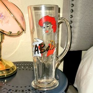 Beer mug glass Abadu "forever" red hair girl 8.5in